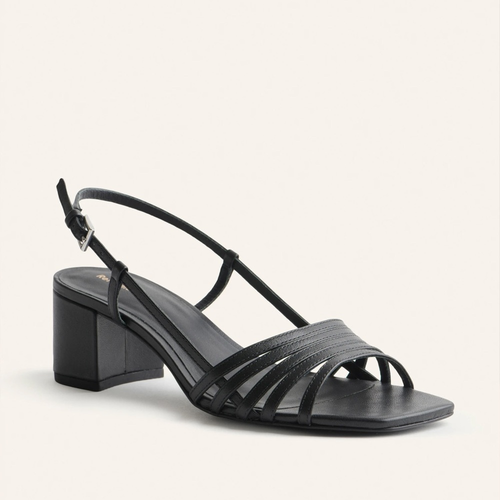 Reformation Eleonora Sling Back Block Heel (Black)